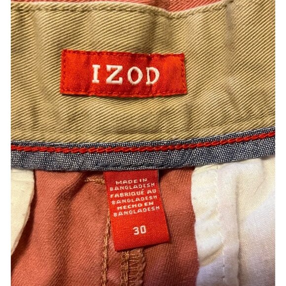 Izod men's light red shorts size 30 blue anchor print, side & back slash pockets - Picture 4 of 7
